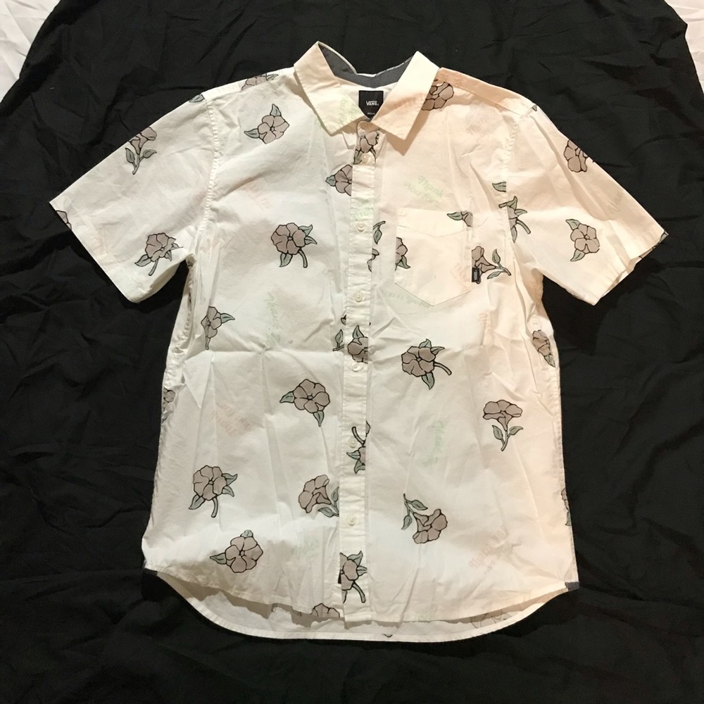 Vans Button Down Shirt Mens Medium White/Floral